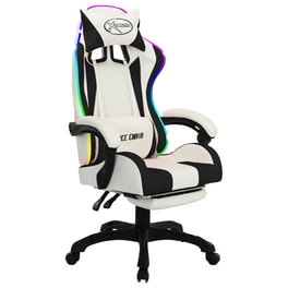 Καρέκλα Gaming Vidaxl Racing με Φωτισμό Rgb Led από Συνθετικό Δέρμα - Λευκή/Μαύρη