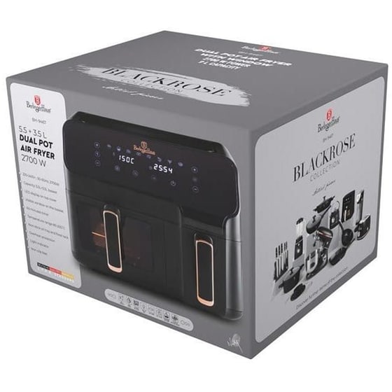 BERLINGER HAUS BH-9467 με 2 Αποσπώμενους Κάδους 2700 W 9 L Μαύρο Φριτέζα Αέρος image 3