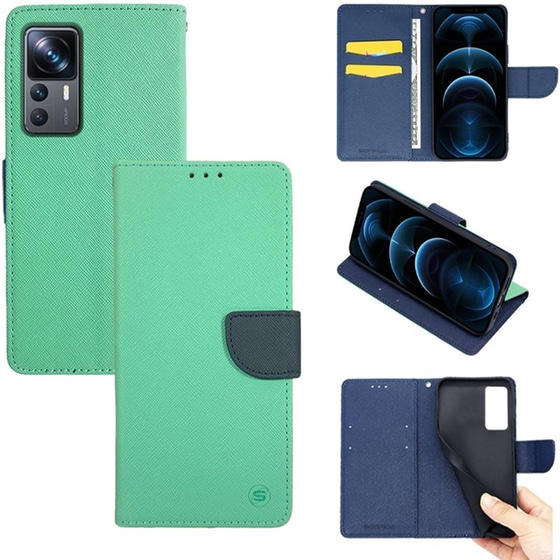Θήκη Xiaomi Xiaomi 12T/Xiaomi 12T Pro - Sonique Trend Book - Βεραμάν/ Σκούρο Μπλε image 0