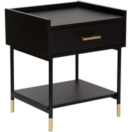Κομοδίνο Spitishop με Συρτάρι και Ράφι από Mdf/Μέταλλο A-s 185051 45x40x53 cm - Μαύρο/Χρυσό
