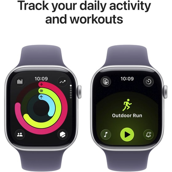 Apple Watch Series 11 GPS 46mm Silver Aluminum Case with Purple Fog Sport Band - S/M image 3