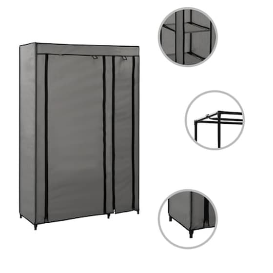 Vidaxl Ντουλάπα Αναδιπλούμενη Γκρι 110 X 45 X 175 Εκ. Υφασμάτινη image 2