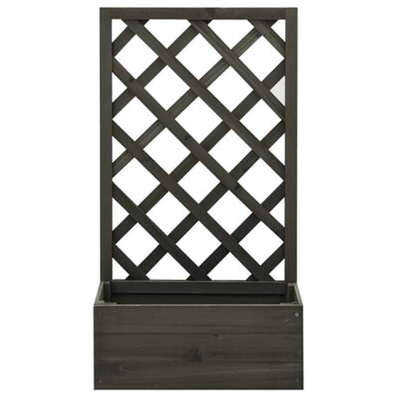 Vidaxl Γλάστρα Κήπου Με Καφασωτό Γκρι 50x25x90 Εκ. Μασίφ Ξύλο Ελάτης image 2