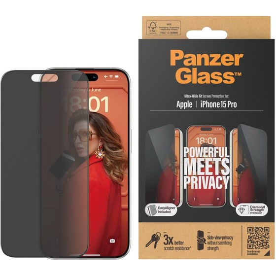 Προστατευτικό οθόνης Apple iPhone 15 Pro - PanzerGlass Privacy Screen Protector Ultra-Wide Fit with EasyAligner image 2