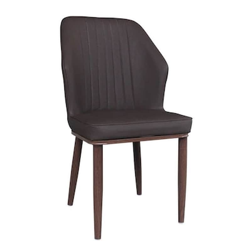 Καρέκλα Woodwell Μεταλλική/Δερματίνη Pu Σετ 6 Τμχ – Σκούρο Καφέ