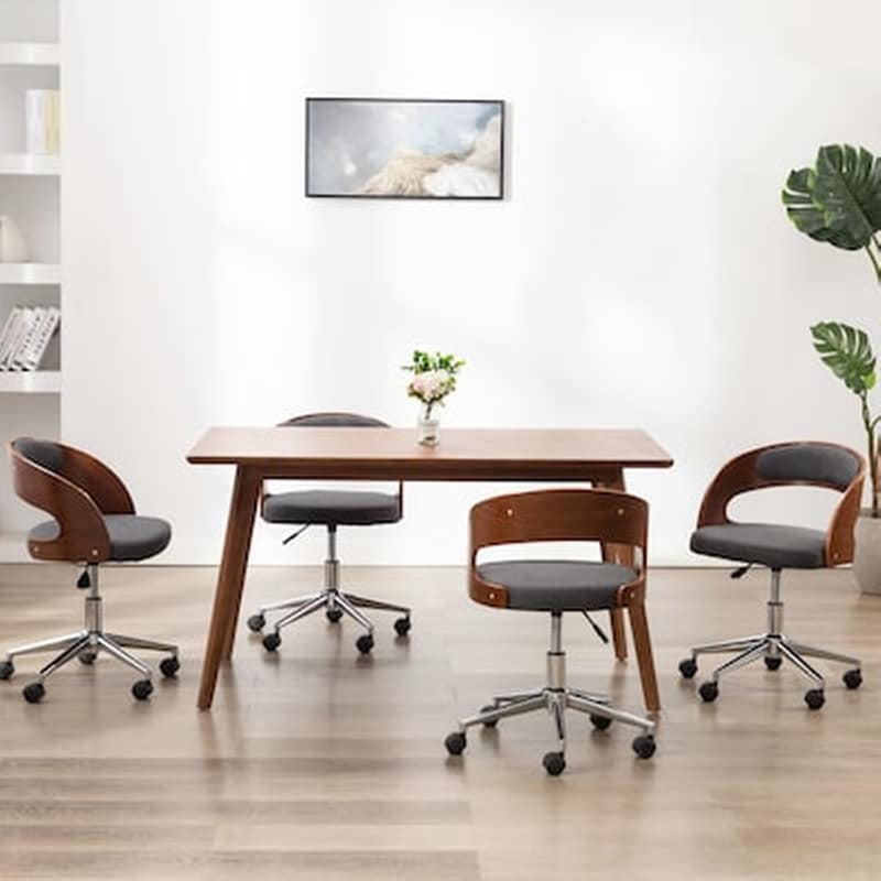 VIDAXL Vidaxl Καρέκλες Τραπεζαρίας Περιστρ. 4 Τεμ. Γκρι Λυγ. Ξύλο/ύφασμα