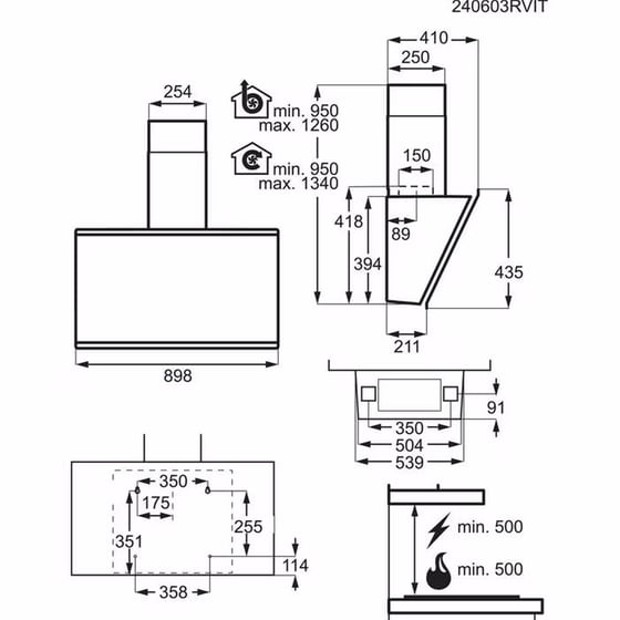 AEG GV77D91ST 90 cm Matt Black Καμινάδα - Τζάκι Απορροφητήρας image 5