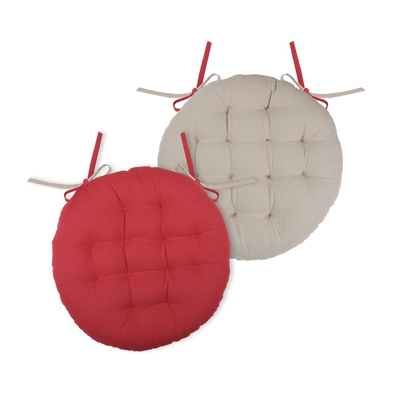 SPITISHOP Μαξιλάρι Καρέκλας 2 Όψεων Spitishop Cu1490041gal-r Φ38x6cm - Κόκκινο/Μπεζ