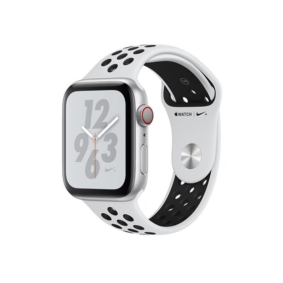 Apple Watch Nike+ Series 4 44mm Silver Aluminum Black Sport Band image 0