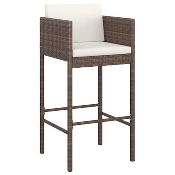 Vidaxl Σετ Επίπλων Μπαρ Κήπου 3 Τεμ. Καφέ Συνθετικό Ρατάν Με Μαξιλάρια image 3