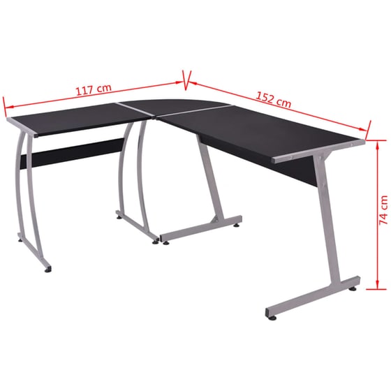 Γραφείο Γωνιακό VidaXL από Μοριοσανίδα 152x117cm - Μαύρο image 4
