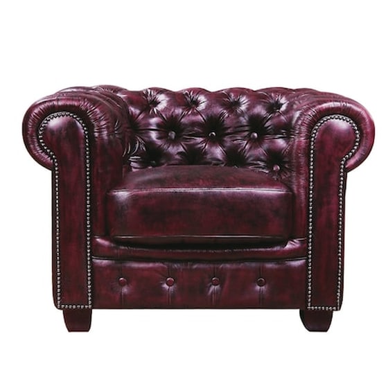 Πολυθρόνα Woodwell από Δερμα - Αντικέ Κόκκινη image 0