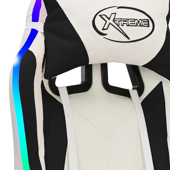 Καρέκλα Gaming Vidaxl Racing RGB από Συνθετικό Δέρμα - Λευκή/Μαύρη image 7