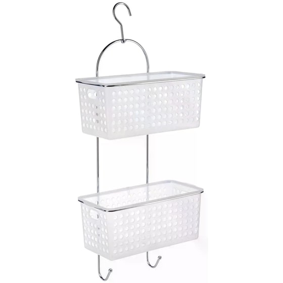 Ραφιέρα Μπάνιου Spitishop Πλαστική Διπλή 29.5x14.5x64.5cm - Ασημί image 0