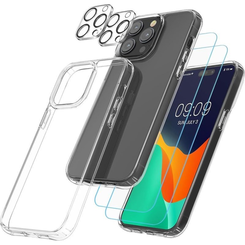 Σετ Προστατευτικό οθόνης / καμερών Θήκη Apple iPhone 14 Pro Kwmobile Temperded Glass 5 σε 1