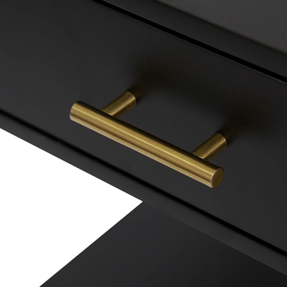 Κομοδίνο Spitishop με Συρτάρι και Ράφι από Mdf/Μέταλλο A-s 185051 45x40x53 cm - Μαύρο/Χρυσό image 2