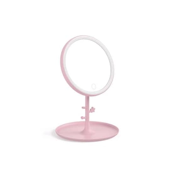 Καθρέπτης Μακιγιάζ με Φωτισμό LED και Βάση Κοσμημάτων - Ροζ image 0