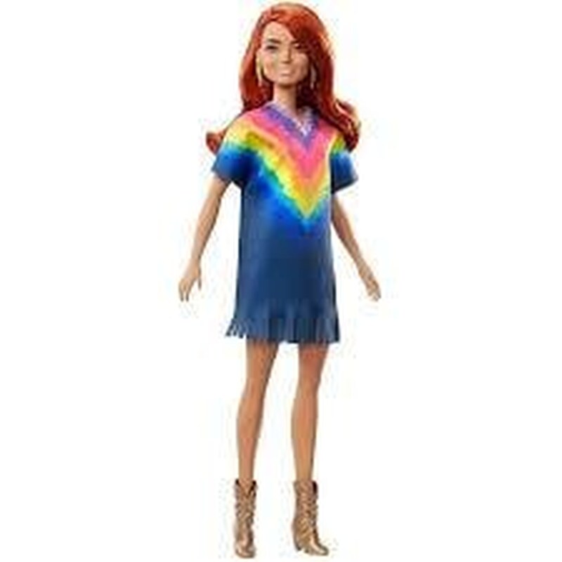 Mattel Barbie Doll – Fashionistas No.141 – Doll With Long Red Hair Tie-dye Fringe Dress (ghw55)