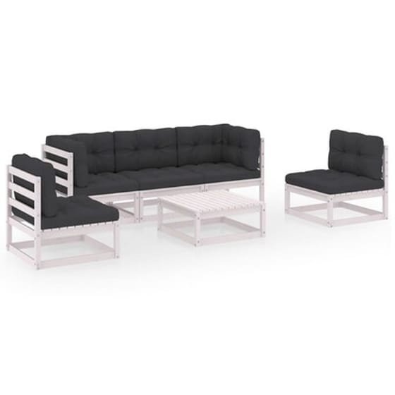 Σετ Σαλόνι Κήπου Vidaxl από Μασίφ Ξύλο Πεύκου με Μαξιλάρια 6 Τμχ - Μαύρο image 1
