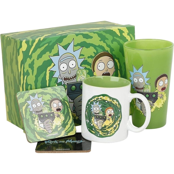 Σετ Κούπα με Ποτήρι & 2 Σουβέρ GB Eye Portal Κεραμική - Rick Sanchez & Morty Smith image 0