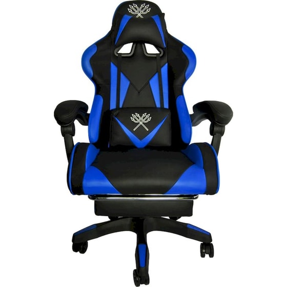 Καρέκλα Gaming Malatec 8978 με Υποπόδιο από Οικολογικό Δέρμα - Μαύρη/Μπλε image 0