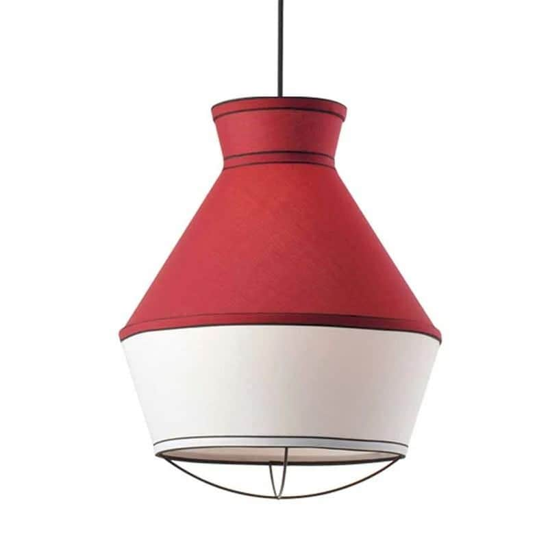 ACA DECOR Φωτιστικό Οροφής Μονόφωτο Aca V371961pr Υφασμάτινο - Λευκό/Κόκκινο