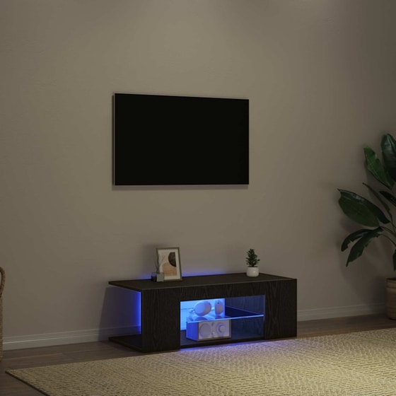 Έπιπλο Τηλεόρασης VidaXL με LED 90 x 39 x 30 cm - Μαύρη Οξιά image 4