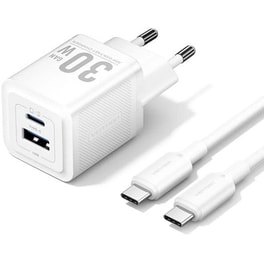 Φορτιστής Πρίζας Vention TZ-FCEW0-EU GAN USB-C/USB-A 30W - Λευκό