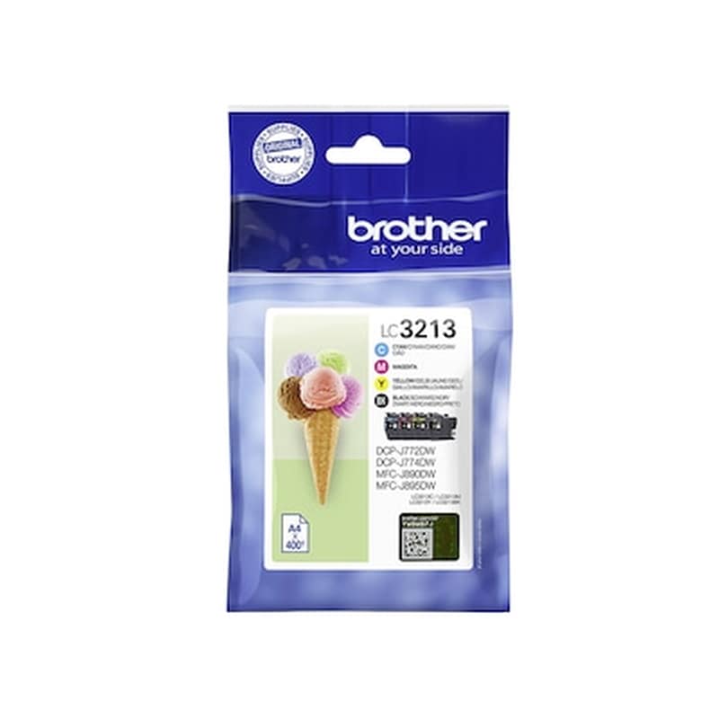 Συμβατό Brother Lc3213 Κυανό / Ματζέντα / Κίτρινο / Μαύρο Πακέτο 4 Μελανιών Εκτυπωτή bro-lc-3213vp