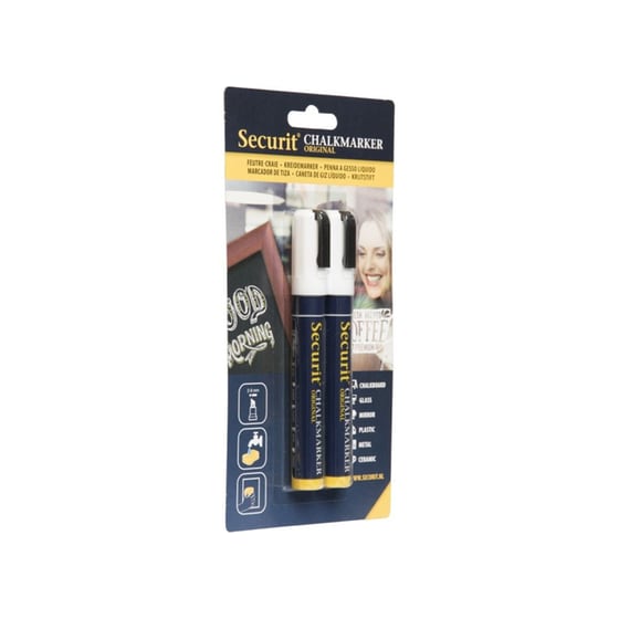 Μαρκαδόροι Υγρής Κιμωλίας Securit 2-6mm Λευκό (2 Τεμάχια) image 1