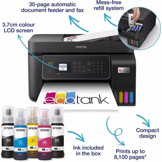 EPSON EcoTank L5310 Εχρωμο Πολυμηχάνημα Inkjet Α4 με δοχεία μελανιού, WiFi, Ethernet image 1