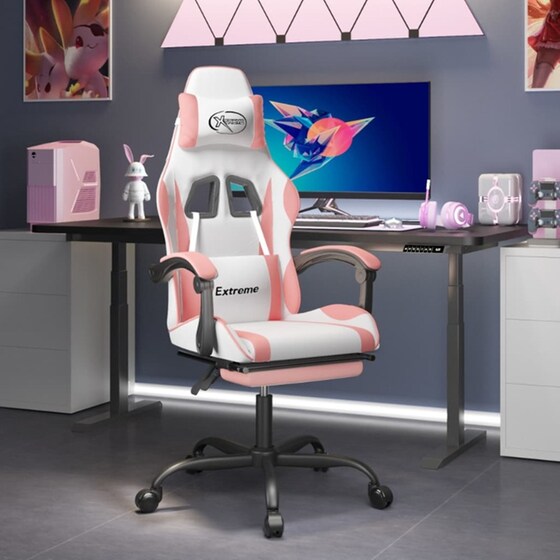 Καρέκλα Gaming VIDAXL 3143887 με Υποπόδιο από Τεχνητό Δέρμα - Λευκό image 10
