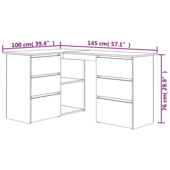 Γραφείο Γωνιακό VidaXL από Μοριοσανίδα 145x100 cm - Φυσικό image 8