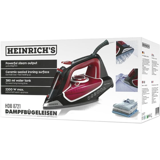 HEINRICHS HDB 8721 2200W Μαύρο Σίδερο Ατμού image 3