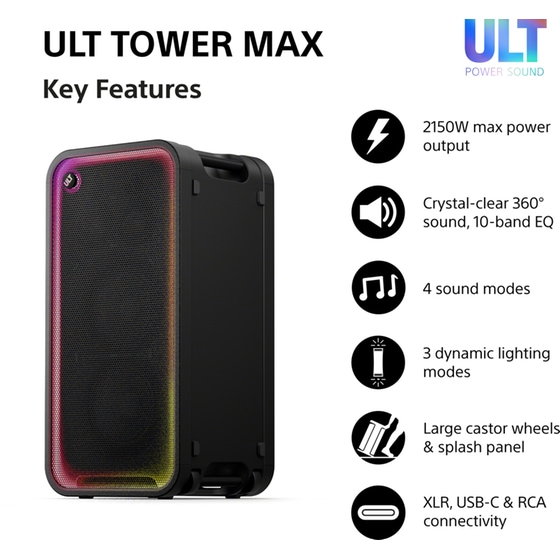 Party Speaker Sony ULT Tower Max 2150W - Black image 2