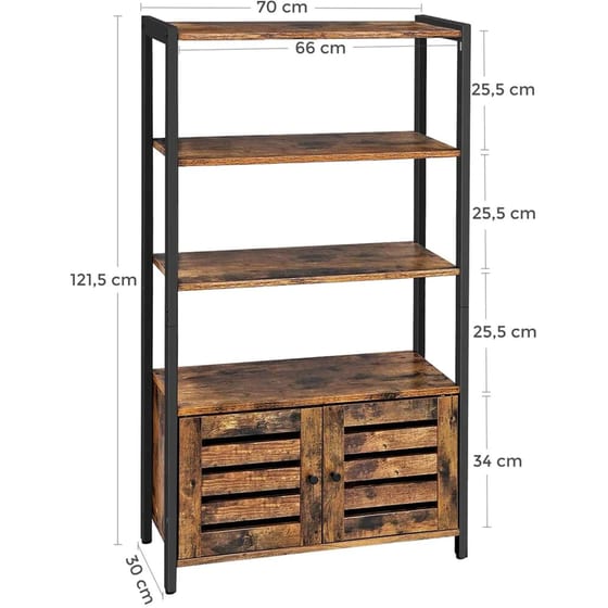 Βιβλιοθήκη Vasagle LSC75BX Μεταλλική με Ντουλάπι 70x30x121.5 cm - Καφέ/ Μαύρο image 3