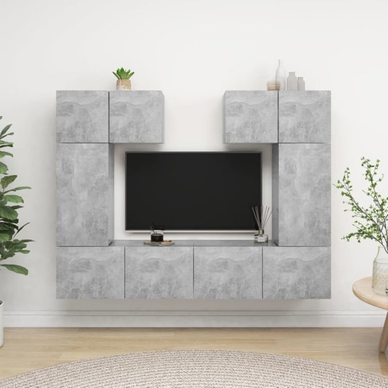 Έπιπλα Τηλεόρασης VidaXL Μοριοσανίδα 6 Τμχ 30x30x60cm - Γκρι image 2