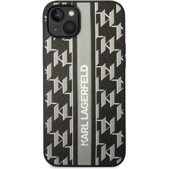 Karl Lagerfeld Monogram Stripe Back Cover Pu Leather Case Θήκη Προστασίας Από Δερματίνη – Iphone 14 Plus (γκρι - Klhcp14mpgklskg) image 0