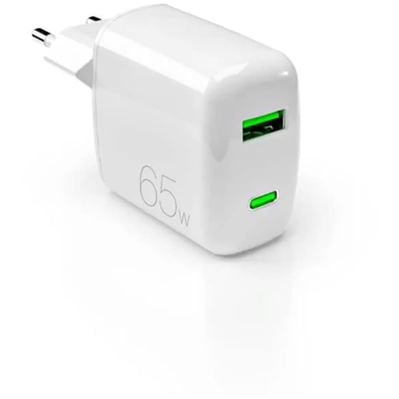 Φορτιστής Πρίζας Puro MiniPro GAN Power 65W Charger USB-A USB-C White