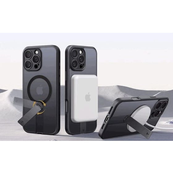 Θήκη Apple iPhone 16 - Torras Pstand Spin Case Ημιδιάφανη με MagSafe & KickStand - Black image 2