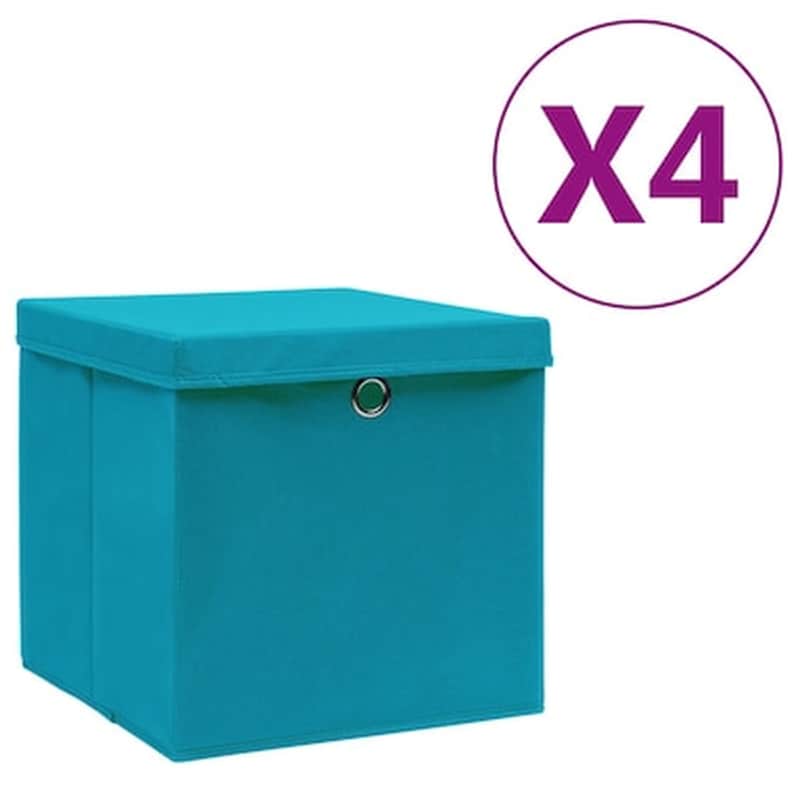 VIDAXL Κουτιά Αποθήκευσης Vidaxl Σετ 4 Τμχ από Ύφασμα 28x28x28 cm - Πετρόλ