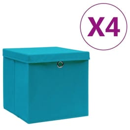 Κουτιά Αποθήκευσης Vidaxl Σετ 4 Τμχ από Ύφασμα 28x28x28 cm - Πετρόλ