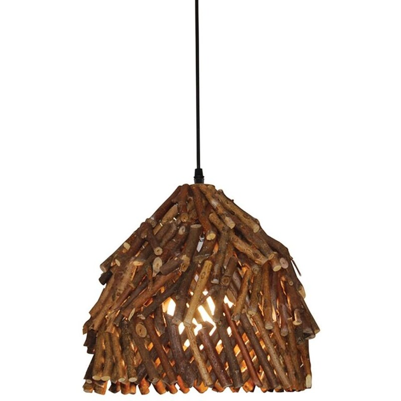 Φωτιστικό Οροφής Μονόφωτο Homelighting Takke από Ξύλο/Μέταλλο 33x33x37-120 cm - Καφέ/Μαύρο