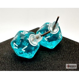 Καρφωτά Σκουλαρίκια Chessex Translucent Teal Mini-poly D20 - Πολύχρωμα