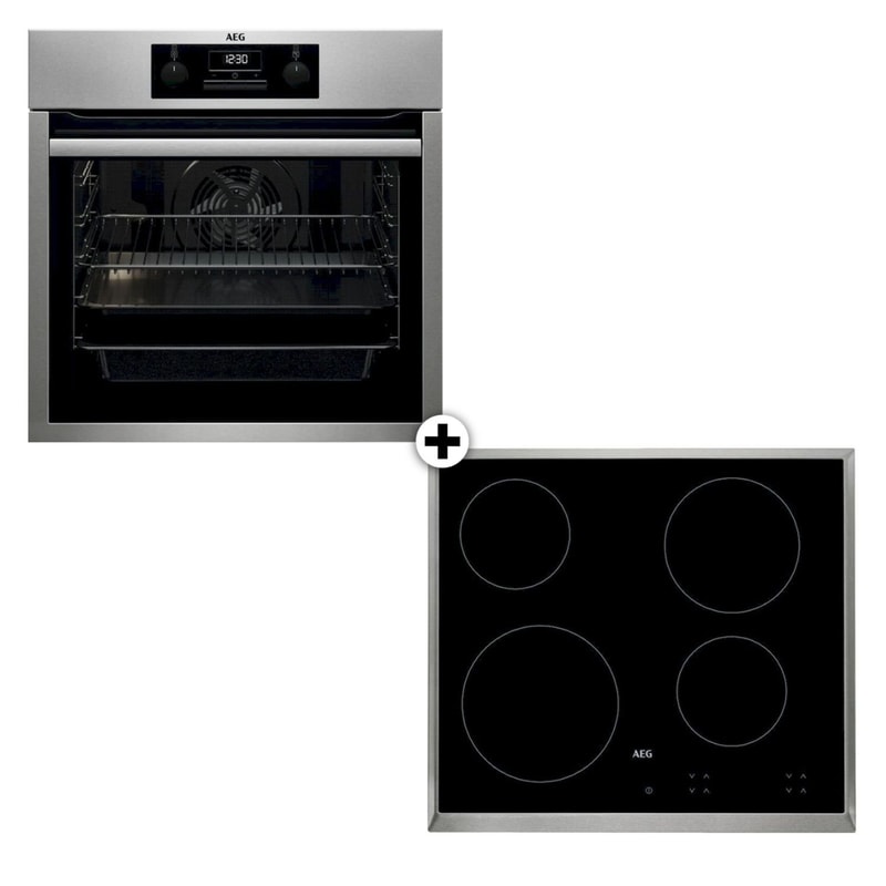 AEG AEG HK624000 XB BES33111XM Eντοιχιζόμενο Σετ Φούρνος και Εστία 72 Lt Inox