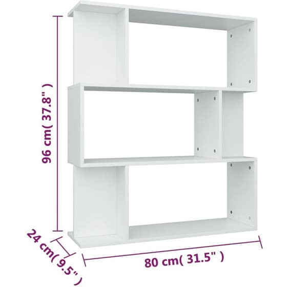 Βιβλιοθήκη VidaXL από Μοριοσανίδα 80x24x96 cm - Λευκό image 8