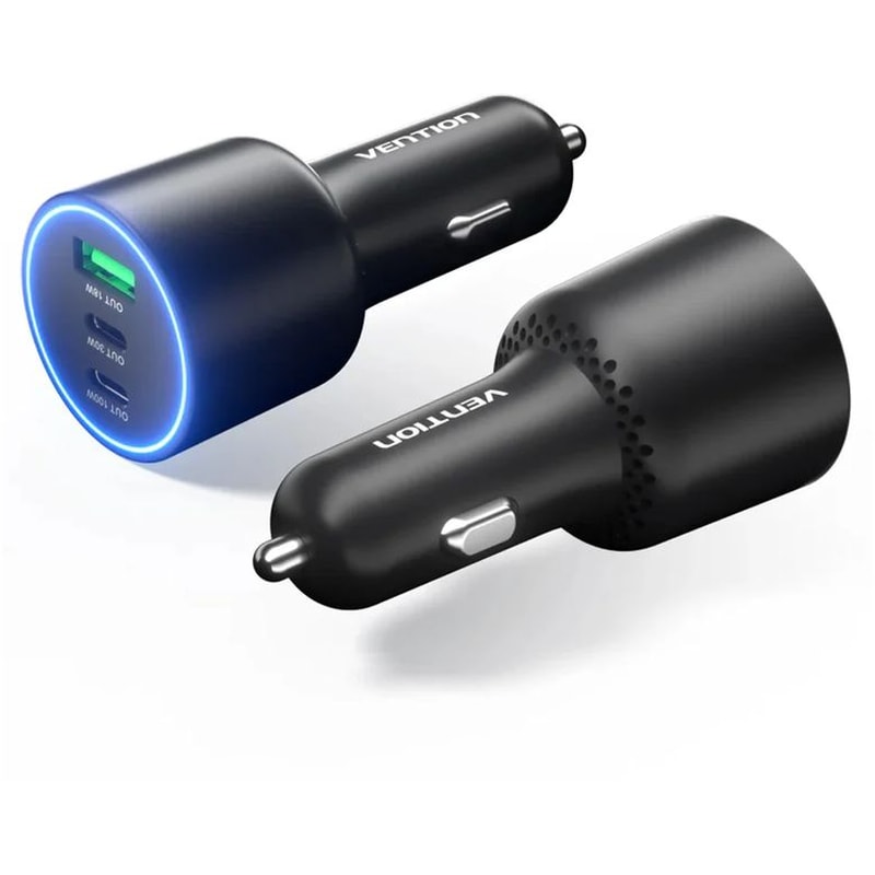 Φορτιστής Αυτοκινήτου Vention USB/USB-C 100W 3 Θυρών - Μαύρο