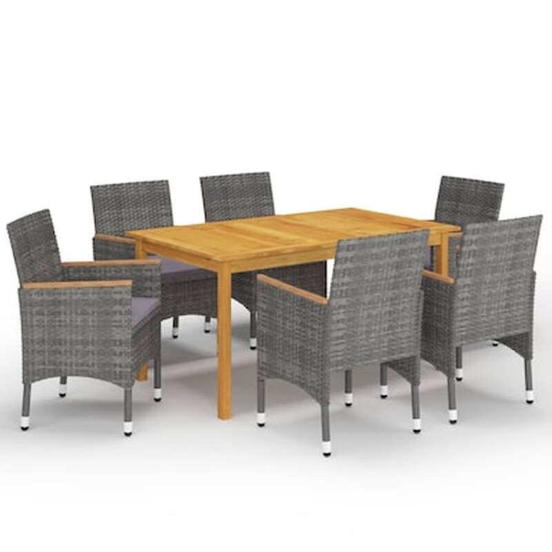 Vidaxl Σετ Τραπεζαρίας Κήπου 7 Τεμαχίων Γκρι VIDAXL