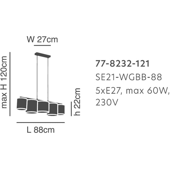 Φωτιστικό Οροφής Homelighting Cozy E27 Υφασμάτινο 88x26cm - Πολύρωμο image 3