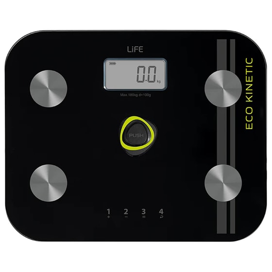 Ψηφιακή Ζυγαριά Σώματος Life LIFE ECO KINETIC με Λιπομετρητή Μαύρο image 0
